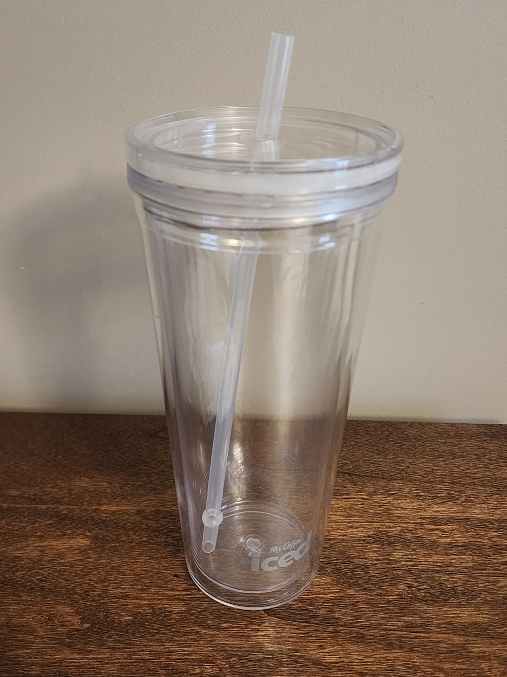 Clear Double-Wall Plastic Tumbler with Straw - Clear Mr Coffee